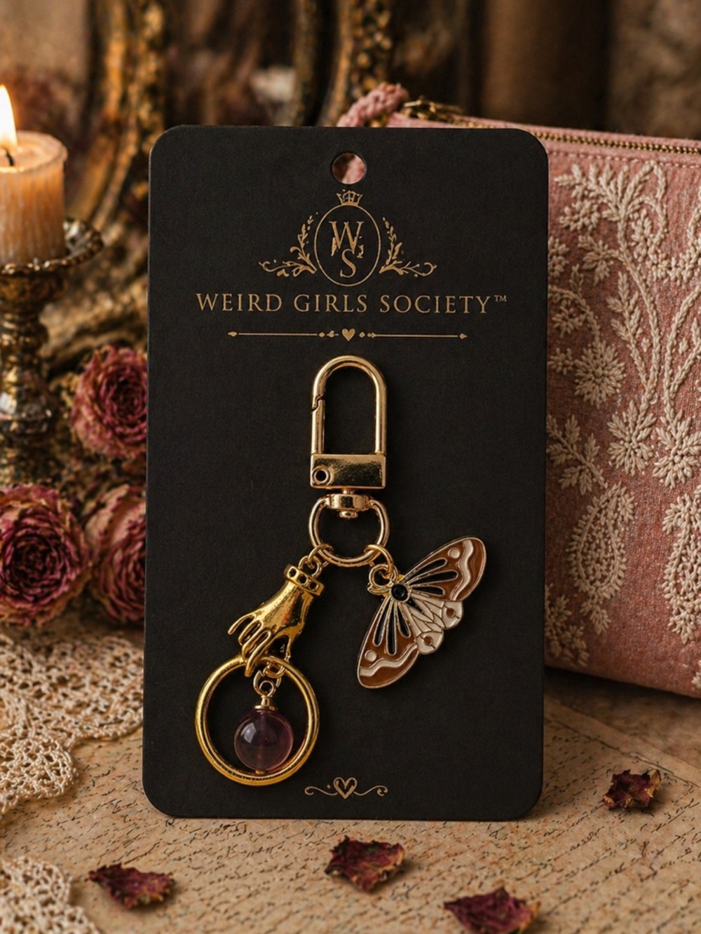 The Hand That Let Go™ Gold Moth & Hand Purse Charm